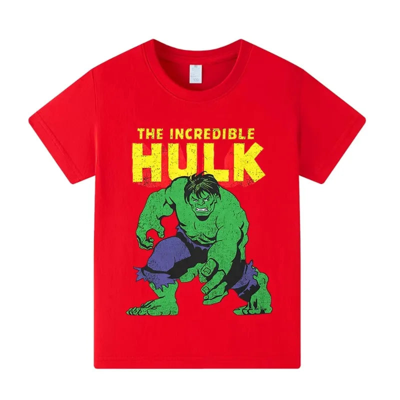 2025 Hulk New Summer Fashion Printed T-shirt Pure Cotton Round Neck Short Sleeve Boys' and Girls' Universal Fashion Clothing