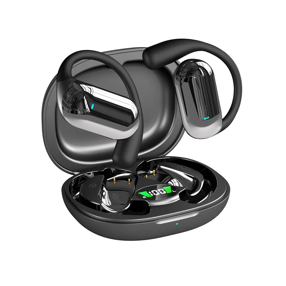 BT 5.3 AI Translation Earbuds with Ear Hook Translator Headphones Open Ear Headphones for Running Fitness Learning Accessories
