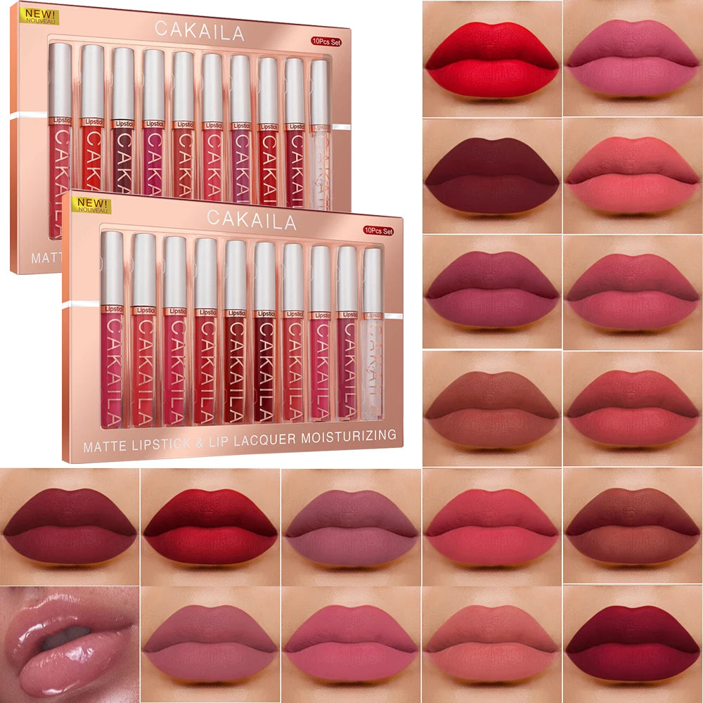 Matte Liquid Lipstick & Lip Oil Set – 10pc Waterproof Velvet Lip Gloss