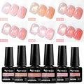 6pcs Nude Jelly Gel Nail Polish Set Summer Nails Sheer Translucent Nail Gel for Manicure Nail Supplies Soak Off UV Led Varnish