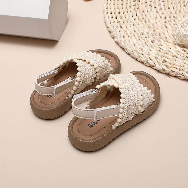 Girl Summer Sandals Classic Fashion Ethnic Style Kids Beach Sandals Fashion Open-toe Versatile Children Non-slip Causal Shoes