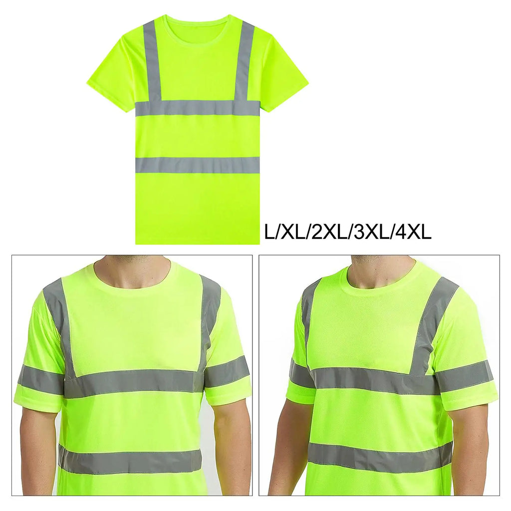 High Visibility Short Sleeve Reflective Work Shirts for Night Work Warehouse