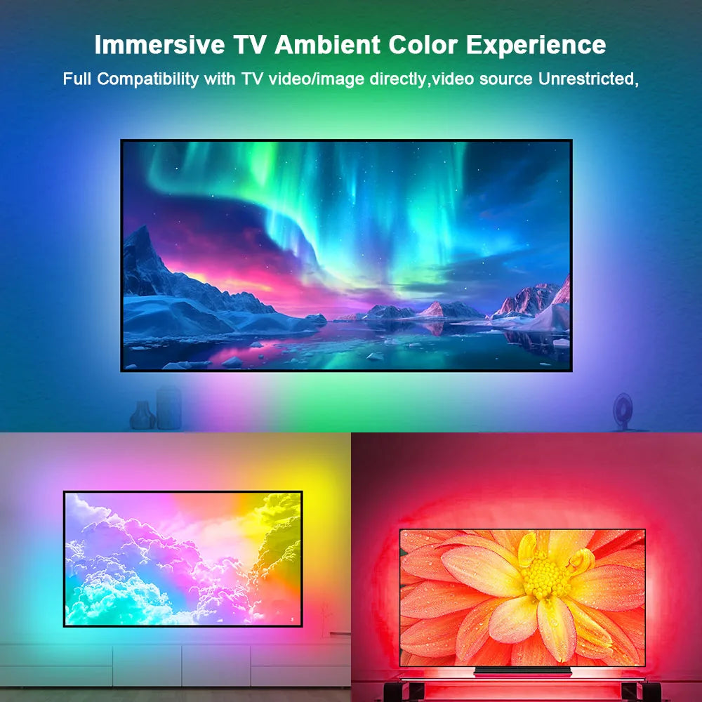 Smart Ambient Sync TV Backlight Sync Screen Color Led Strip Light USB, App Control ,Smart Phone Camera Screen Capute Technology