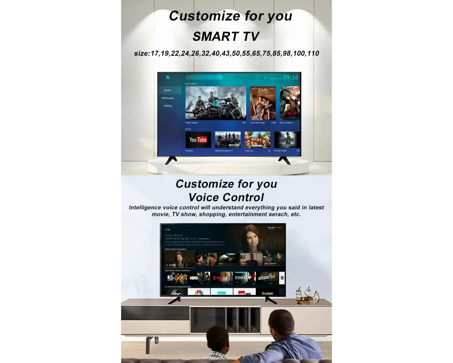 Android Smart TV 22 Inch HD LED Digital Television WiFi Built-in YouTube Netflix for Bedroom Kitchen Hotel Use