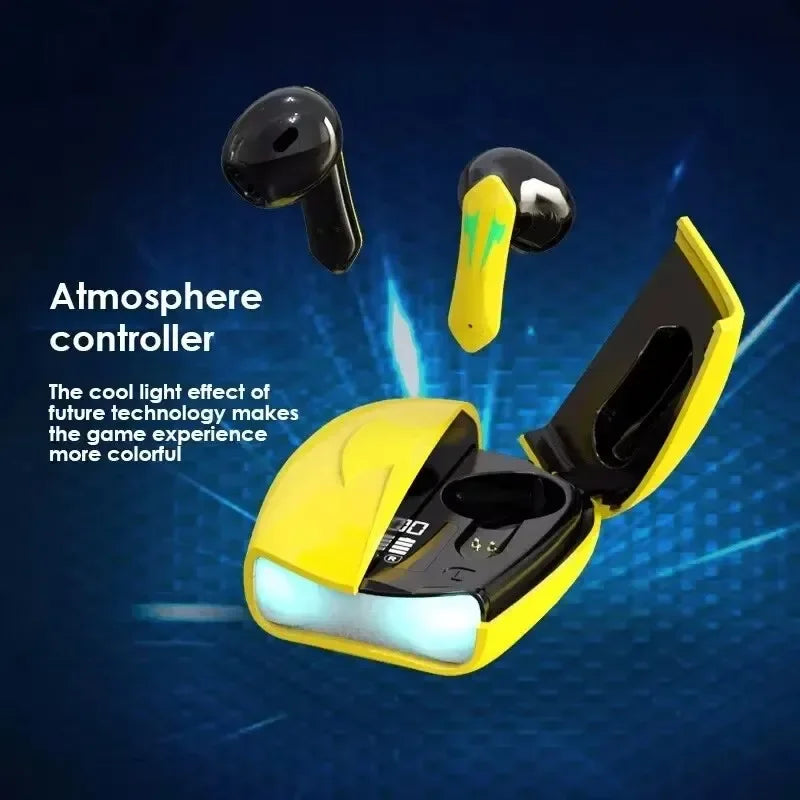 HOMEFISH  Wireless Earbuds BT 5.2 Low Latency, Waterproof with Cool LED Lights, 5H Playtime for E-Sports & Music