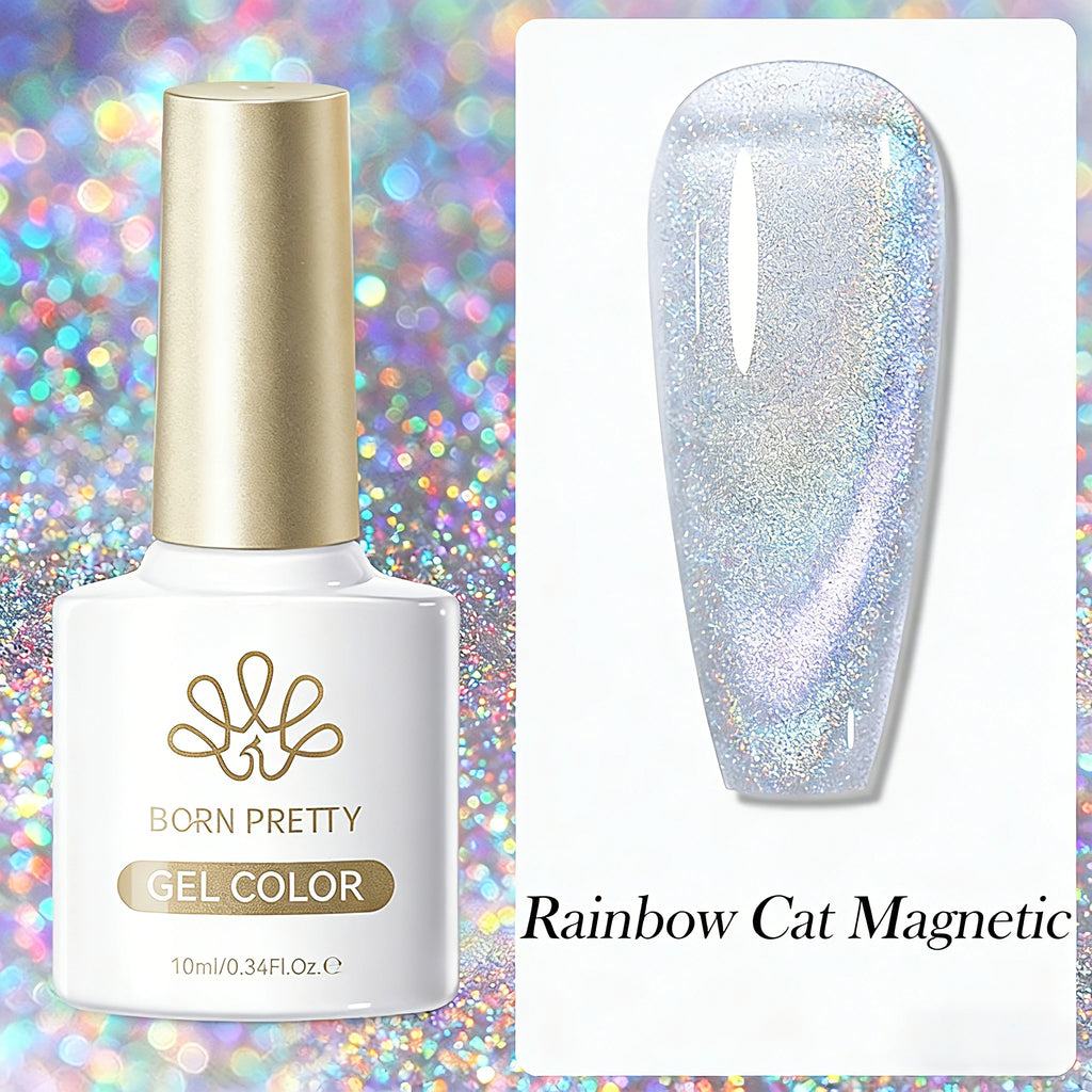 BORN PRETTY Super Holos Cat Magnetic Nail Gel Polish for Nails 10ml Soak Off Holographics Laser Gel Polish Auroras Glimmer Nails
