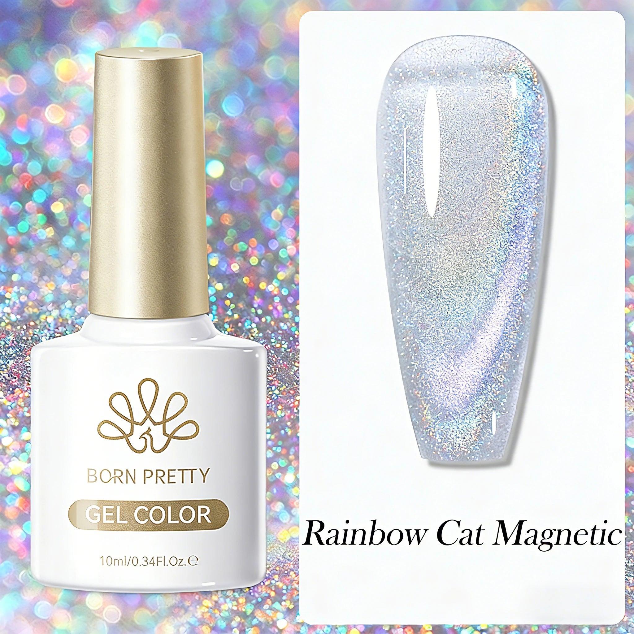 BORN PRETTY Super Holos Cat Magnetic Nail Gel Polish for Nails 10ml Soak Off Holographics Laser Gel Polish Auroras Glimmer Nails