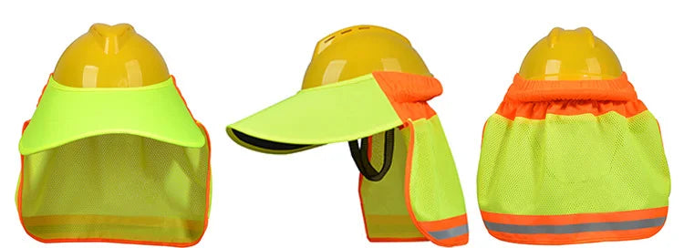 Hi Viz Reflective Safety Sunshade Outdoor Construction Safety Hard Hat Sun Shade Neck Shield Neck Protective Helmets Shield