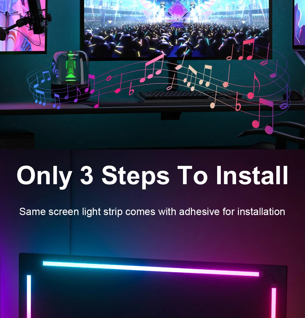 Smart Ambient TV PC Display Sync Computer Monitor Backlight LED Strip Light RGB Color DIY Game Holiday Atmosphere Computer