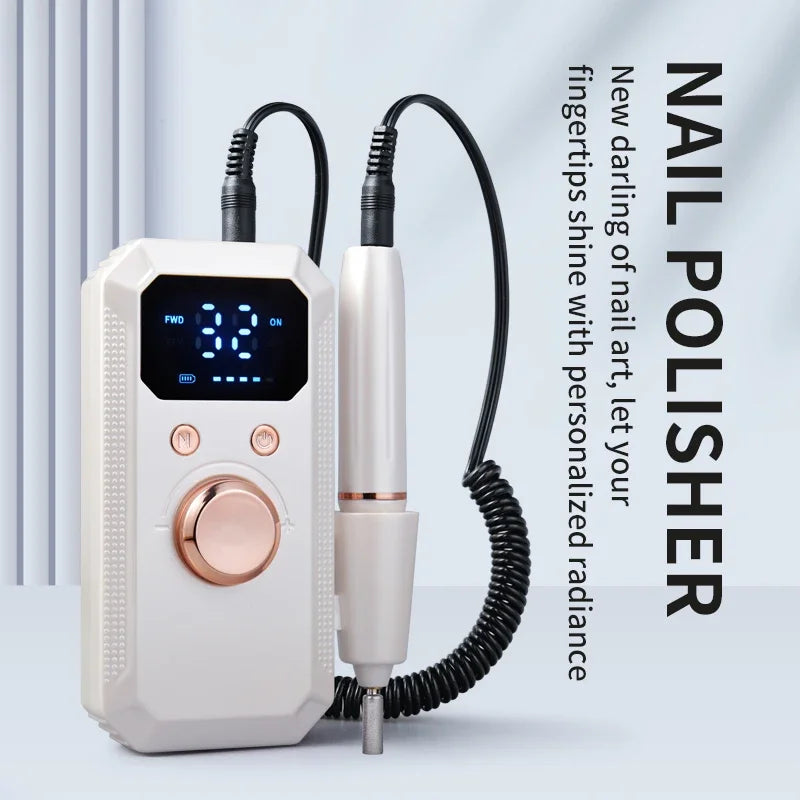 32-Speed Electric Nail Drill Machine with Digital Display & Reversible Rotation for Manicure/Pedicure, Professional Rose Gold Na