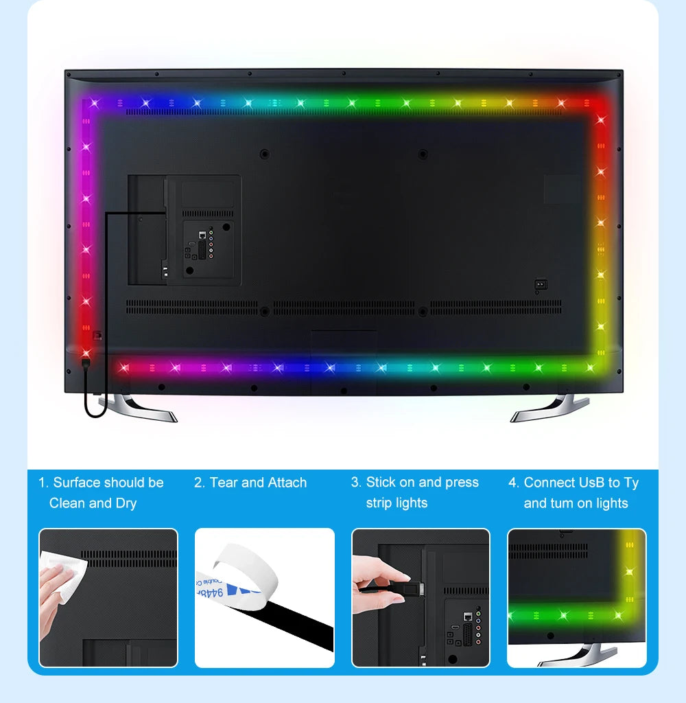 Smart Ambient Sync TV Backlight Sync Screen Color Led Strip Light USB, App Control ,Smart Phone Camera Screen Capute Technology