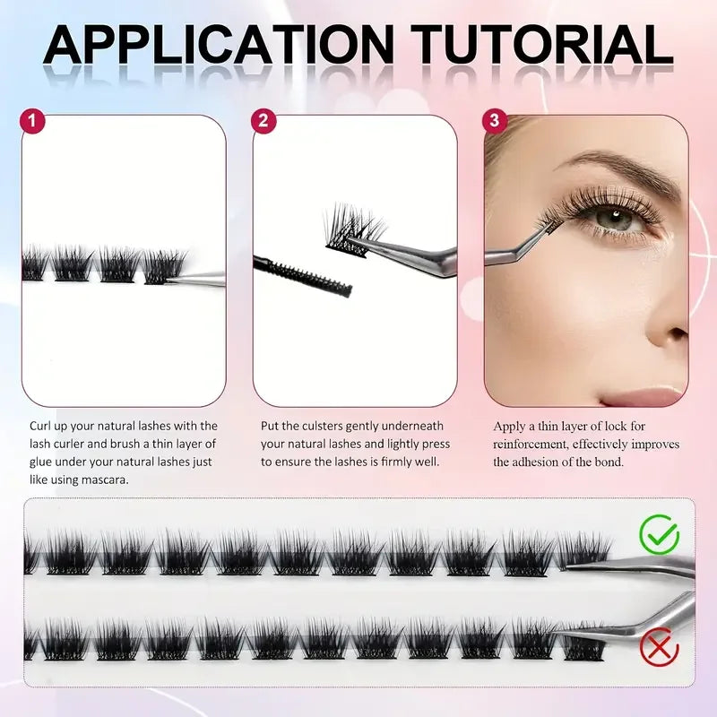 Eyelash Extension Kit - Individual Eyelashes Set, D-Curl, Multiple Lengths, Odorless, Easy to Apply for Home Makeup Books