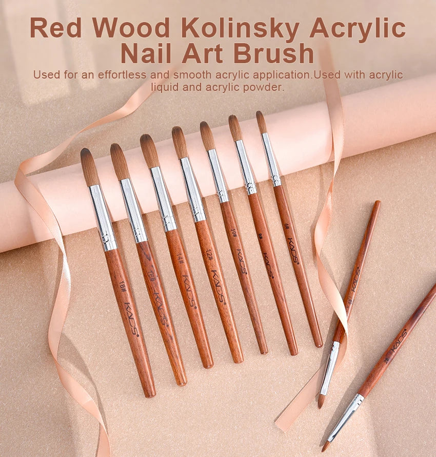 Pincel Profesional para Uñas Acrílicas KADS – Kolinsky Sable UV Gel