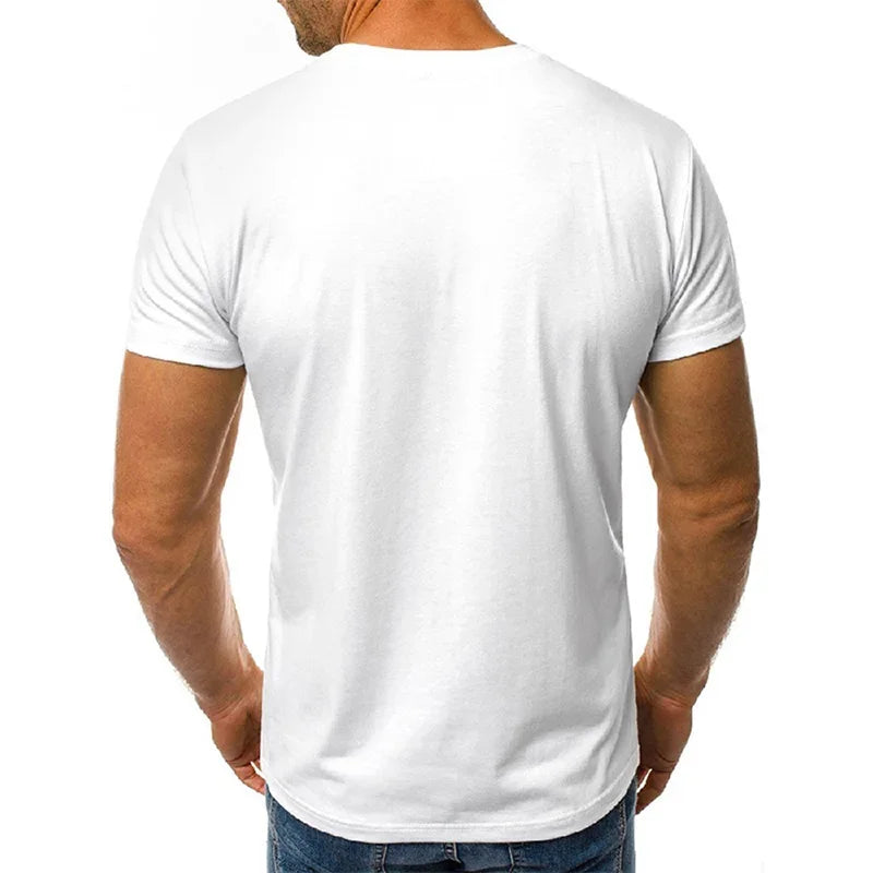 Casual Men's Short Sleeve Round Neck Fashion Cotton Graphic Printed T - Shirts Tops
