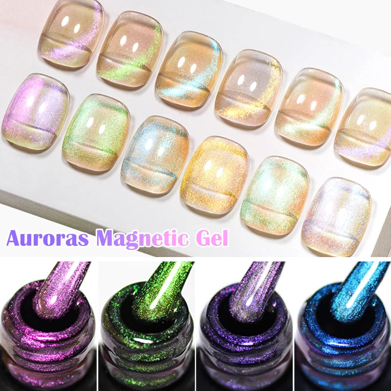 7ml Aurora Cat Magnetic Gel Nail Polish Blue Nails Sparkling Glitter Semi-Permanent Nail Art Soak Off UV Gel Varnish Manicure