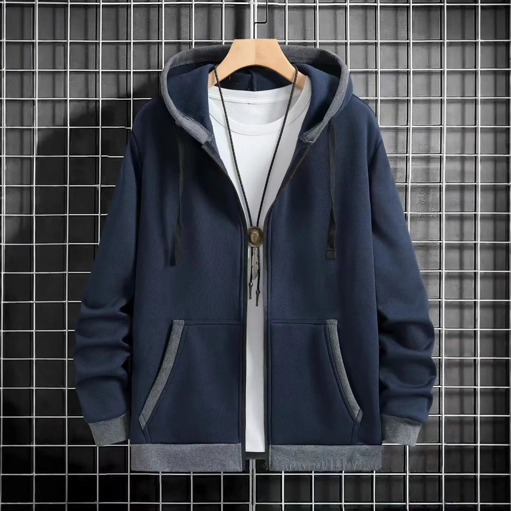 Thickened Men's Hooded Zipper Cardigan Casual Outerwear Fashionable Sweatshirt Autumn Winter New Arrival Cross-Border Style