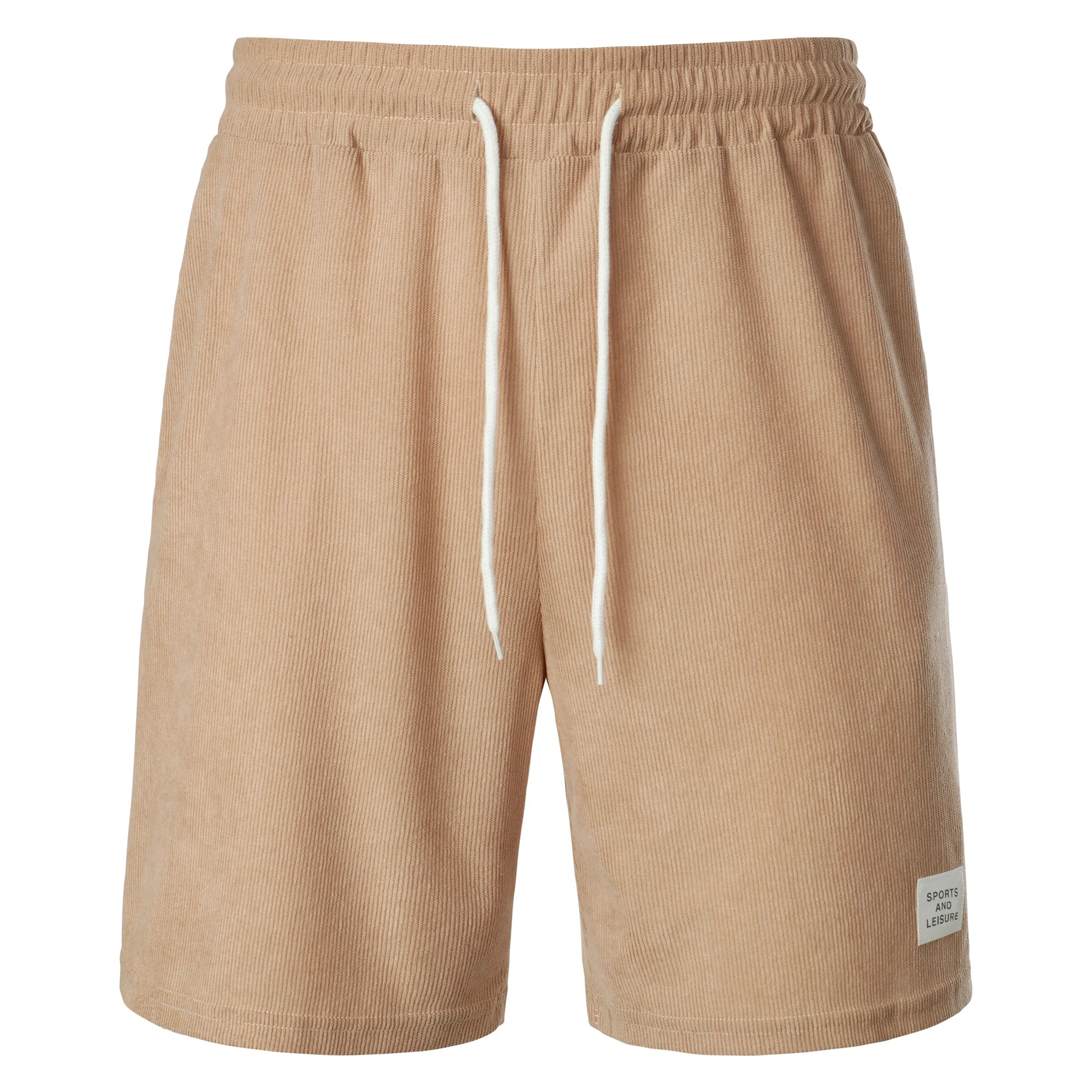Summer new solid color lace-up sweatpants corduroy simple quarter shorts men's shorts casual pants