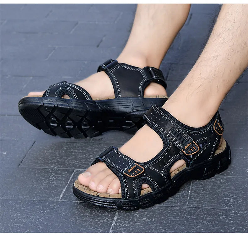 Hot Sale Summer Men's Sandals Outdoor Non-slip Men's Beach Sandals Handmade Genuine Leather Men's Shoes Fashion Men Sneakers