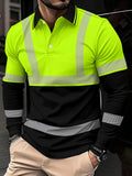 Men's 2025 Long Sleeve Polo Shirt, Polyester Slim Fit, Workplace Casual Tops, Spring Autumn Quick Dry Performance