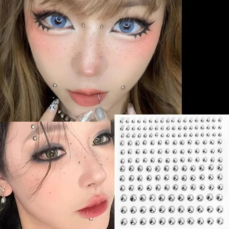 180pcs Metal Fake Nose Ring Stickers Non Piercied Lip Nails Ear Stud for Women Men Pack Fake Eyebrow Lip Piercing Body Jewelry