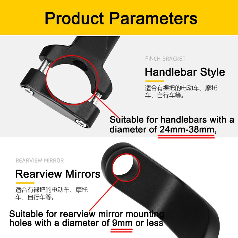 Motorcycle Mobile Phone Holder for iPhone Xiaomi Universal Rearview Mirror Handlebar Holder Bicycle Cycling Aluminum Alloy Stand