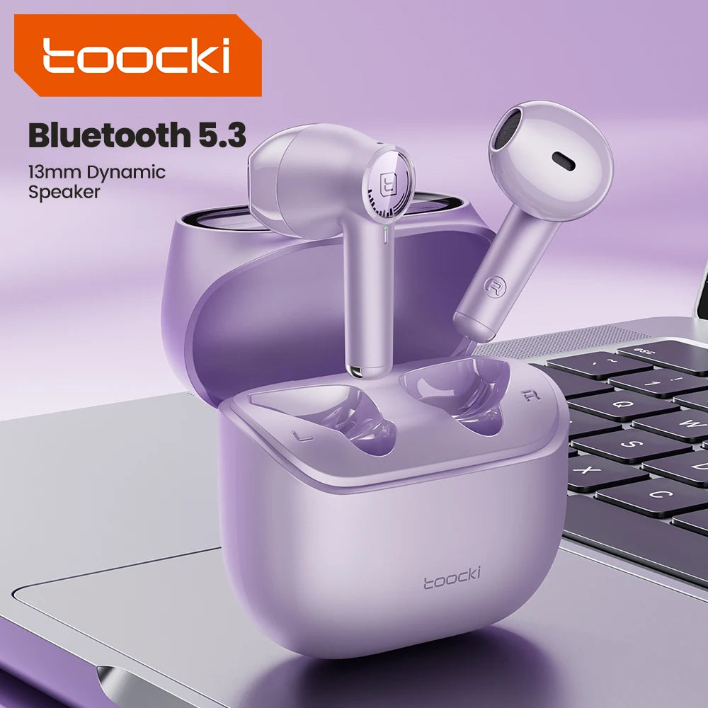 Toocki ENC TWS Earphones Wireless Bluetooth 5.3 HiFi Headphone Noise Canceling Toucn Contro Touch Control In Ear Sport Earbuds