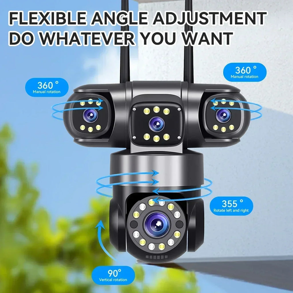 10K 20MP  WIFI IP Camera Outdoor 4 Lens 4 Screens 16X Zoom CCTV Wireless Video Surveillance Cameras 6K 12MP Security Protection