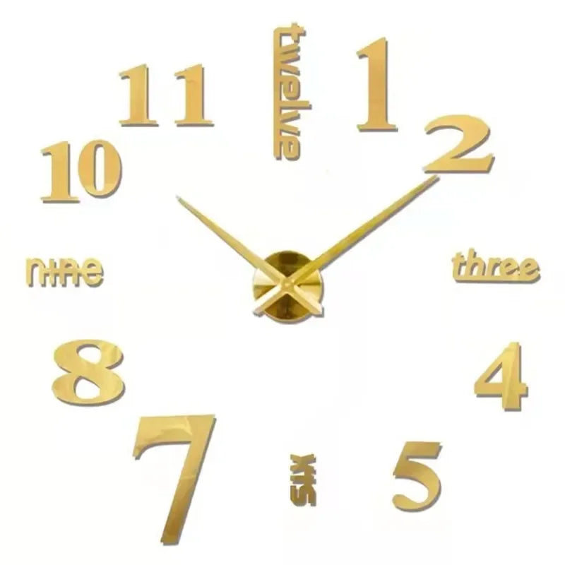 New Modern Design Large Wall Clock 3D DIY Quartz Clocks Fashion Watches Acrylic Mirror Stickers Living Room Home Decor Horloge