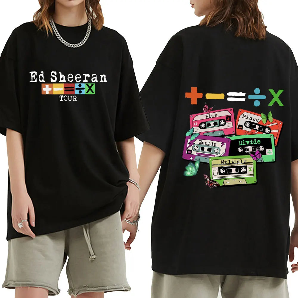 Ed Sheeran Concert Tour T Shirt Fans Gift 100% Cotton Casual Short Sleeve T-shirt Men Women Vintage Harajuku Tee Shirt Oversized