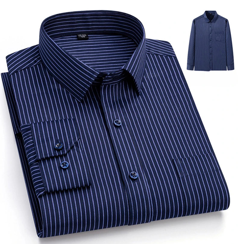 New in shirt elegant 40%cotton long-sleeve shirts for men slim fit Casual plain shirt plaid designer tops houndstooth clothes