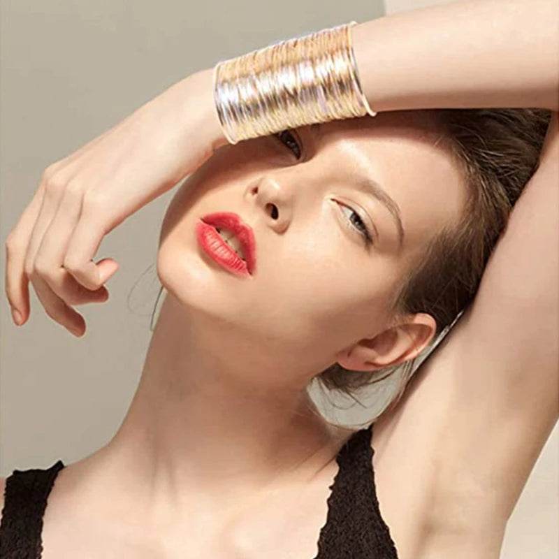 Alloy Spiral Armband Swirl Upper Arm Cuff Armlet Bangle Bracelet Egyptian Costume Accessory for Women Gold Silver Color