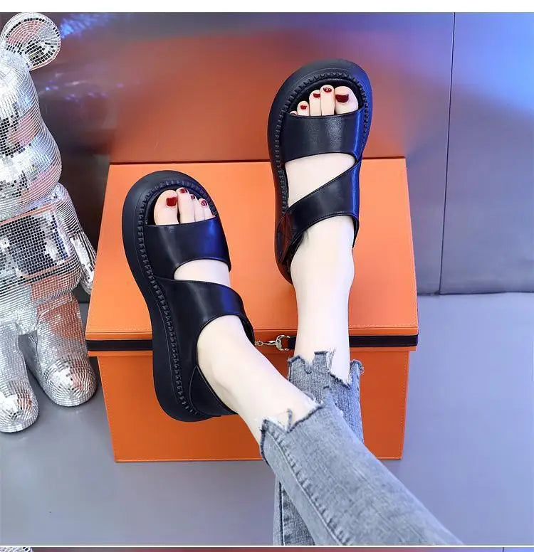 New 2025 Women's Beach Sandals Thick Bottom Roman Shoes comfortable soft sole versatile casual small fresh sandals fashion