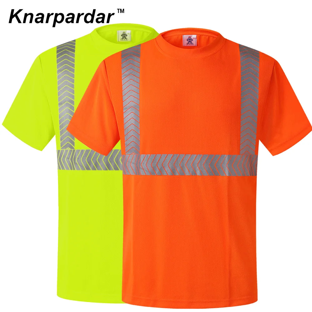 S-4XL Summer Reflective T-shirt Safety Work Short Sleeves Shirts High  Visibility Shirts Ideal for Construction Mining Airport