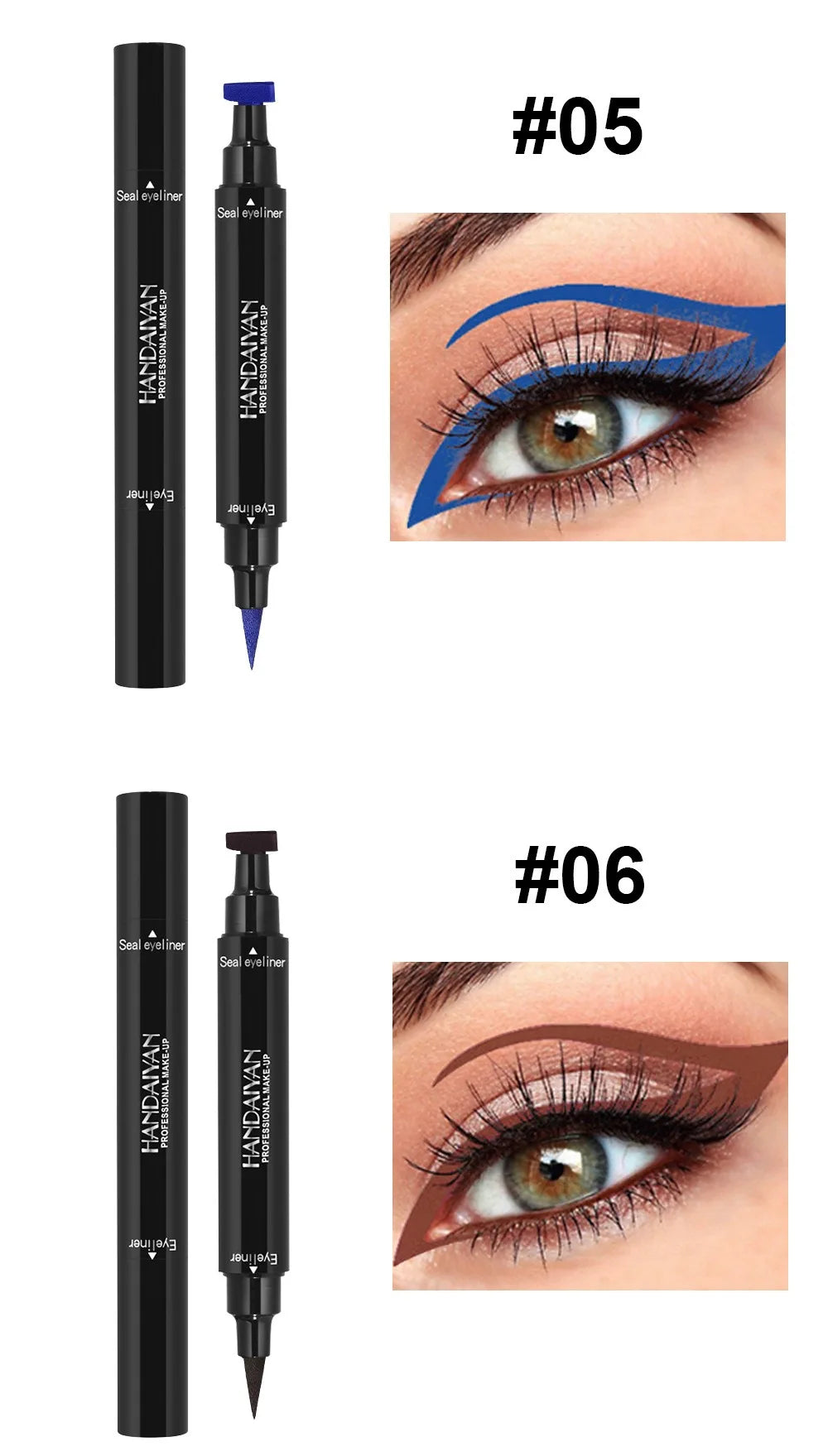 Colorful Eyeliner Stamp Triangle Dual-ended Liquid Eyeliner Waterproof Sweat-proof Quick Dry Eyeliner Makeup Seal Tool Cosmetics