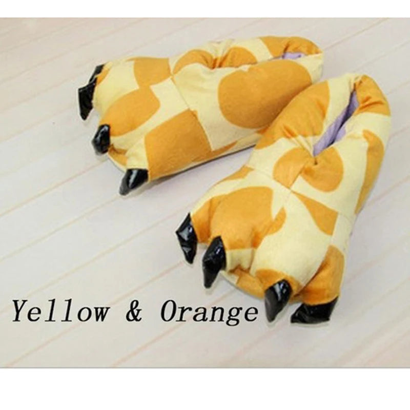 2025 Winter Warm Soft Indoor Floor Slippers Women Men Shoes Paw Funny Animal Christmas Monster Dinosaur Claw Plush Home