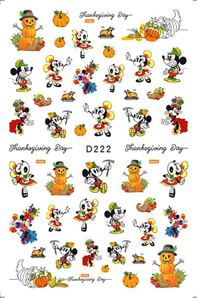 Disney Cartoon Adhesive Nail Stickers Nail Decorative Decals Nail Sliders Stitch Mickey 3D Stickers Press on Nails