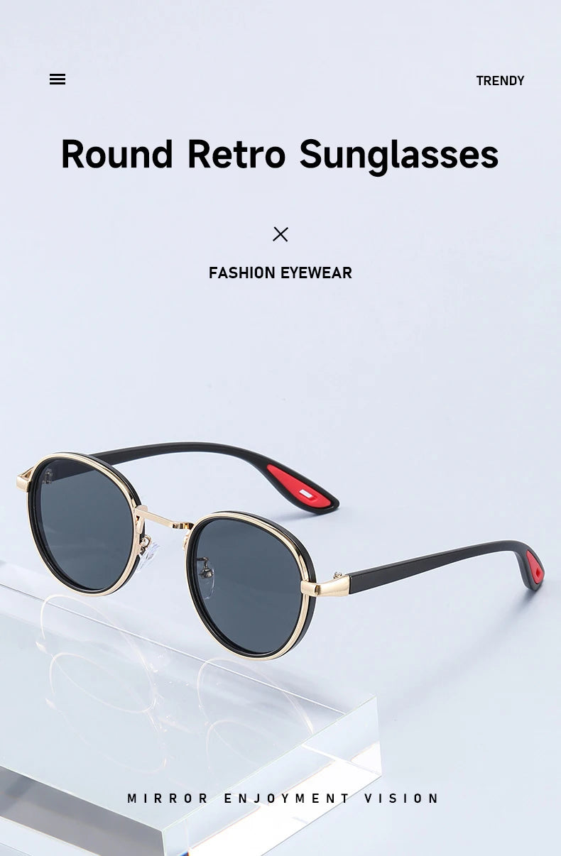 Round Retro Sunglasses Men UV400 Sunnies Women Brand Designer Sun Glasses Alloy Punk Outdoor Eyewear