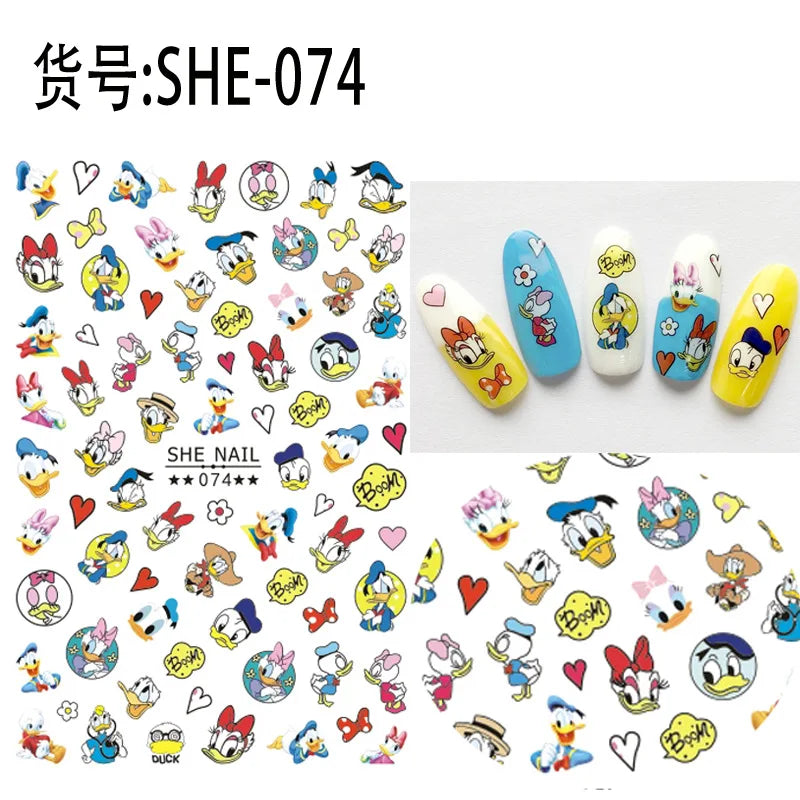 Disney Cartoon Adhesive Nail Stickers Nail Decorative Decals Nail Sliders Stitch Mickey 3D Stickers Press on Nails