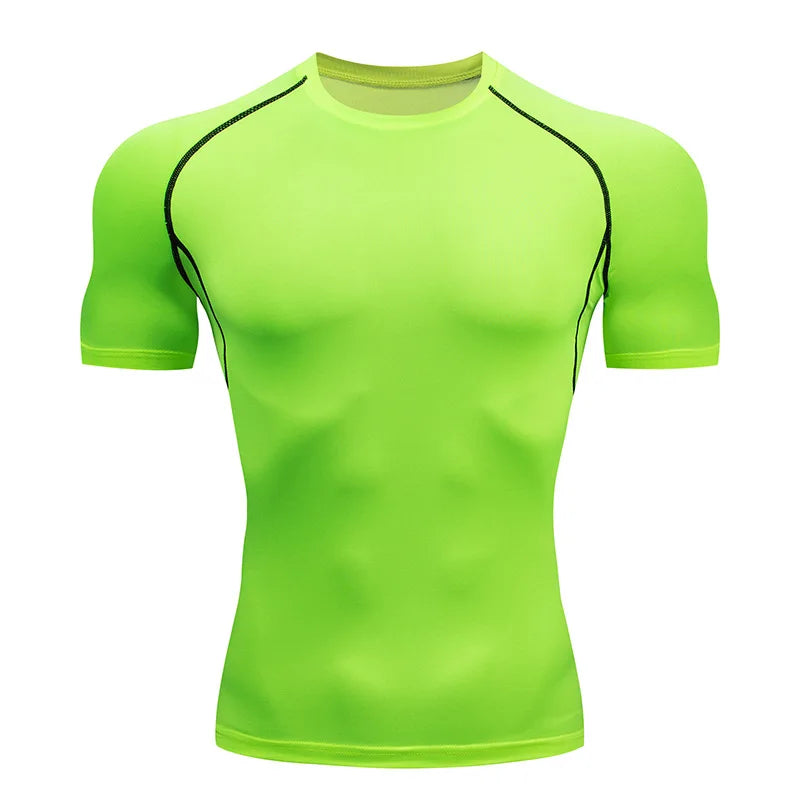 Men's Running Compression Shirts Short Sleeve Sport Gym Tees Fitness Quick Dry Sweatshirt Jogging Tracksuit Athletic Shirt Tops
