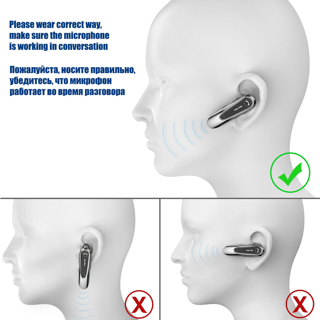 New Bee B45 Wireless Bluetooth Headset Earphones V5.0 Headphones with Dual Mics CVC8.0 Hands-Free Earpiece for Driving Business