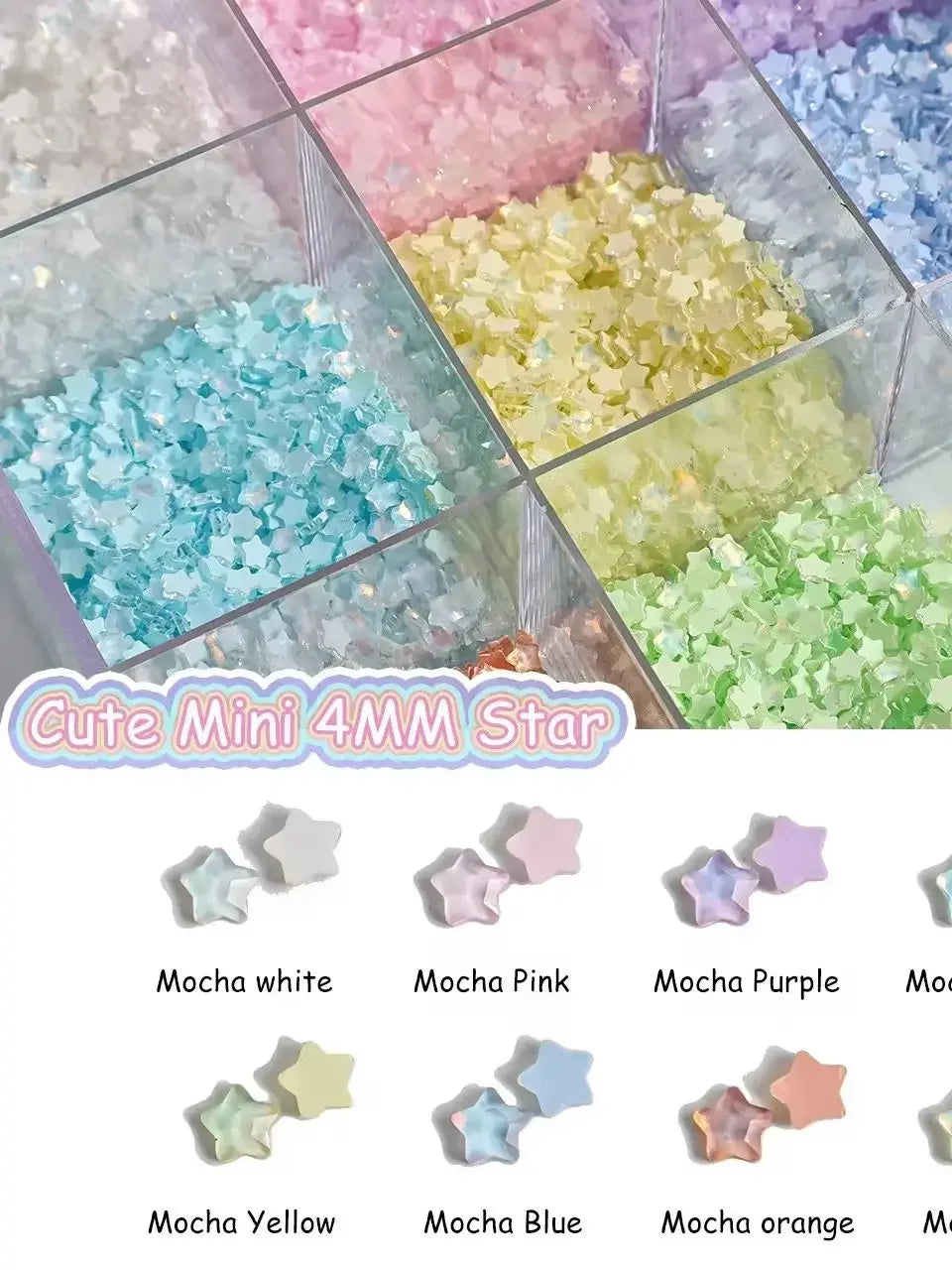 100Piece Cute Mini Mocha Color Stars 4MM Flat Glass Crystal Nail Art Rhinestones DIY Nail Decoration Stone