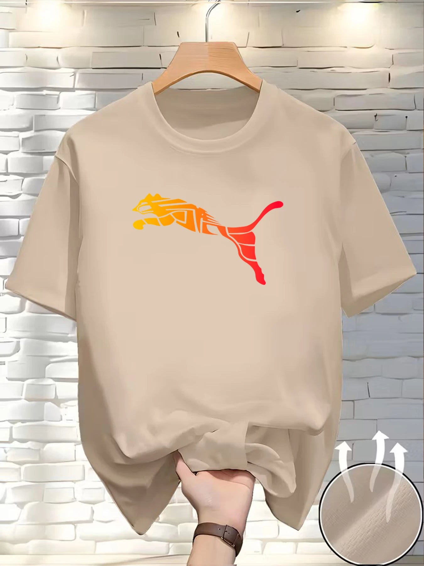 New Summer Luxury Men's Fashion Fox Leopard Print T-shirt Crewneck Casual Trend Y2K High-end High Quality Fitness Sports T-shirt