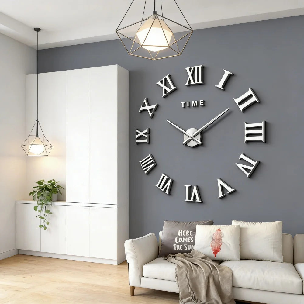 New Modern Design Large Wall Clock 3D DIY Quartz Clocks Fashion Watches Acrylic Mirror Stickers Living Room Home Decor Horloge