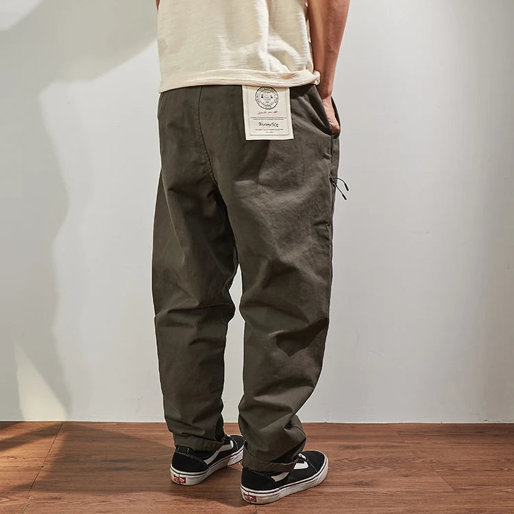 Baggy tapered casual pants cotton autumn and winter weight trousers men's overalls