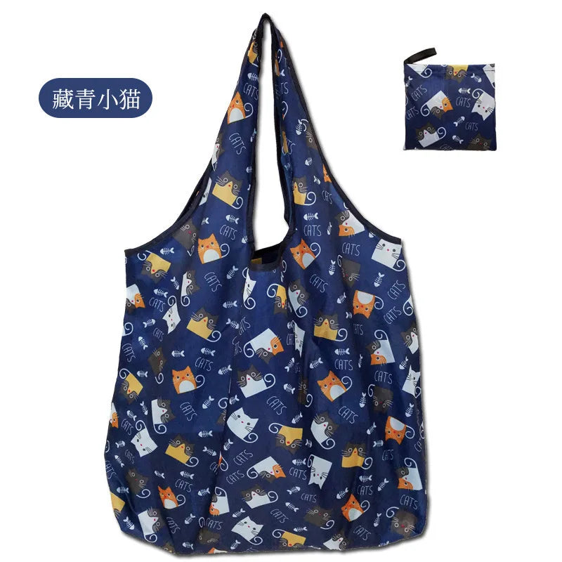 Large Reusable Shopping Bag for Women Shopper Tote Folding Bag Eco-Friendly Reusable Foldable Grocery Case Handbags Storage Bags