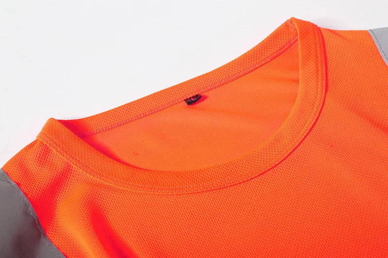 Fluorescent High Visibility T-Shirts Men Reflective Work Safety Shirts Quick Dry Long Sleeve Hi Vis Tops Construction Workwear