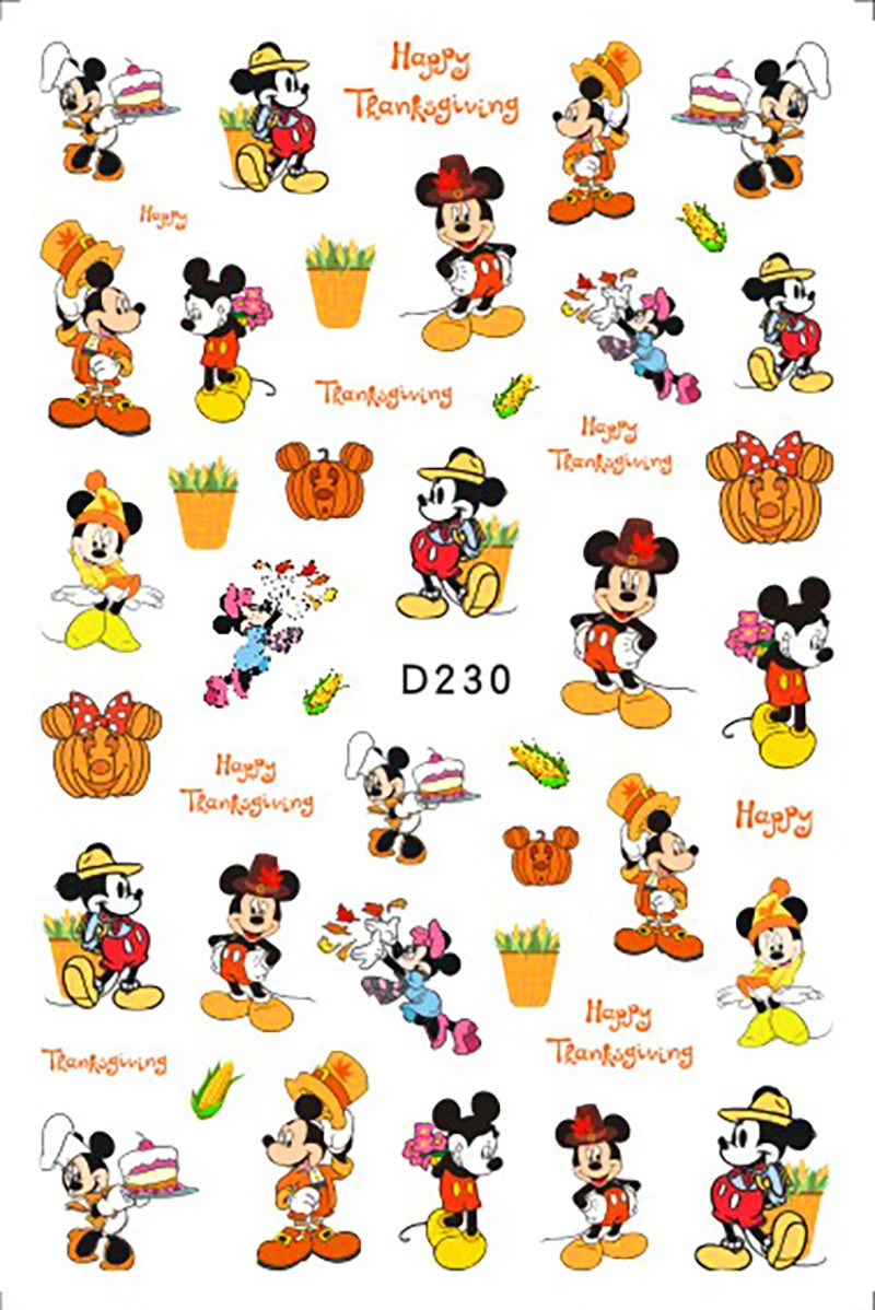 Disney Cartoon Adhesive Nail Stickers Nail Decorative Decals Nail Sliders Stitch Mickey 3D Stickers Press on Nails