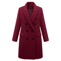 Officewear Casual Women Jackets Fashion Ladies Wool Loose Outwear Elegant Lapel Solid Double-breasted Coats For Autumn Winter