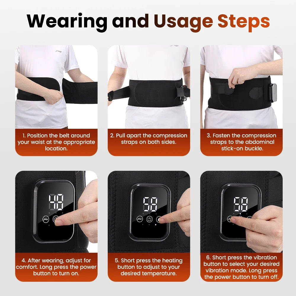 New Upgrade Electric Heating Waist Massager Support Belt Vibration Hot Compress Brace Belt Back Relax 3 Gears Adjustment