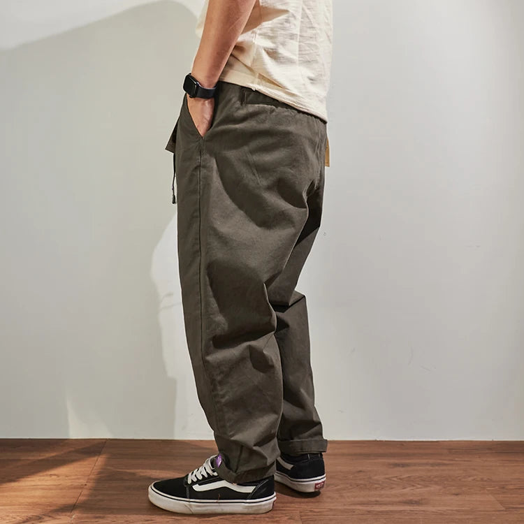 Baggy tapered casual pants cotton autumn and winter weight trousers men's overalls